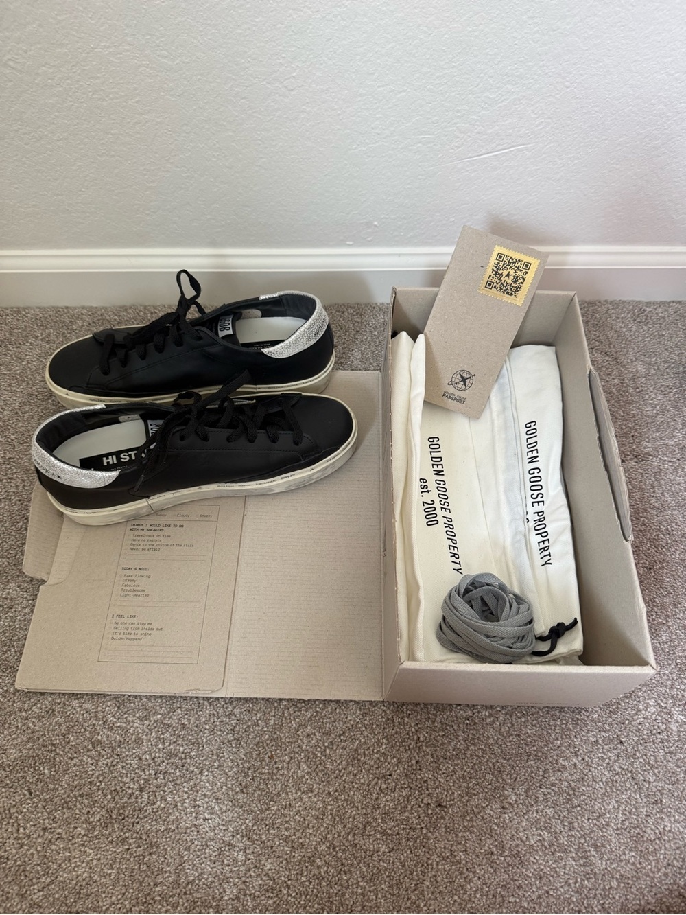 Golden Goose Black Sneakers with Silver Heel Tab